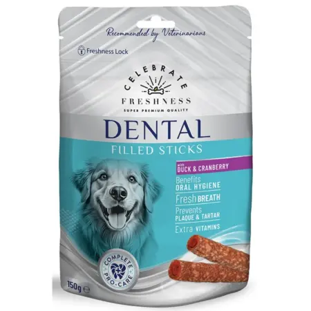 Λιχουδιές Celebrate Freshness Dental Filled Sticks Duck & Cranberry 150gr