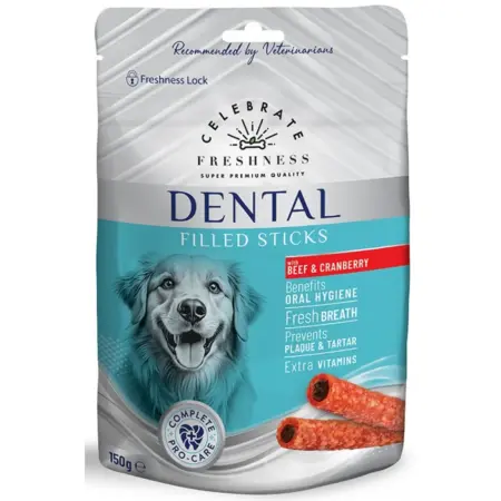Λιχουδιές Celebrate Freshness Dental Filled Sticks Beef & Cranberry 150gr