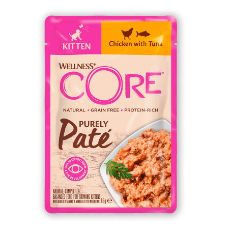 Wellness Core Purely Pate Kitten Κοτόπουλο & Τόνος 85gr