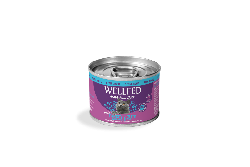 Wellfed Cat Στειρωμένες Γάτες Γαλοπούλα και Πάπια Hairball Care 200gr