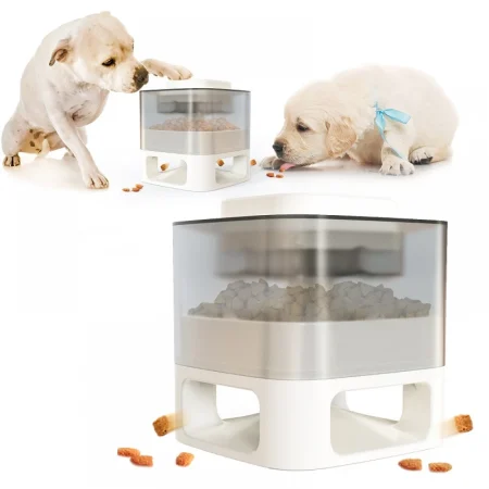 Square Fun Pet Feeder-A White