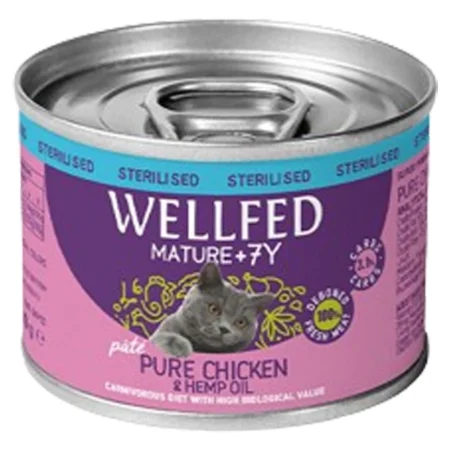 Wellfed Mature 7+ Sterilised Κοτόπουλο & Έλαιο Κάνναβης 200gr