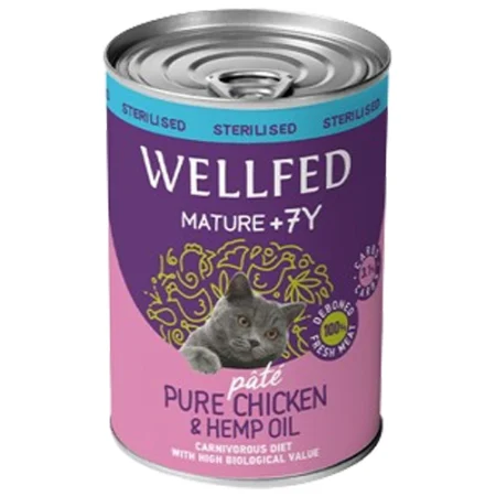 Wellfed Mature 7+ Sterilised Κοτόπουλο & Έλαιο Κάνναβης 400gr