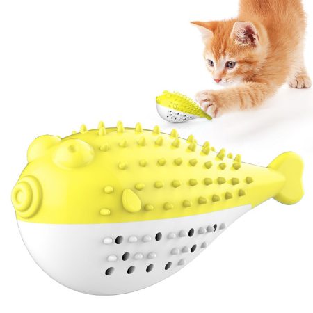 Pet Interest Interactive Pufferfish Cat Toothbrush