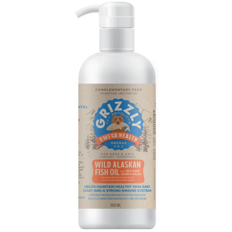 Grizzly Λάδι Σολομού για Σκύλους & Γάτες 500ml – Υποστηρίζει Δέρμα, Τρίχωμα & Καρδιά