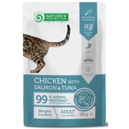 Nature's Protection Cat Weight Control Κοτόπουλο με Σολομό και Τόνο 100gr