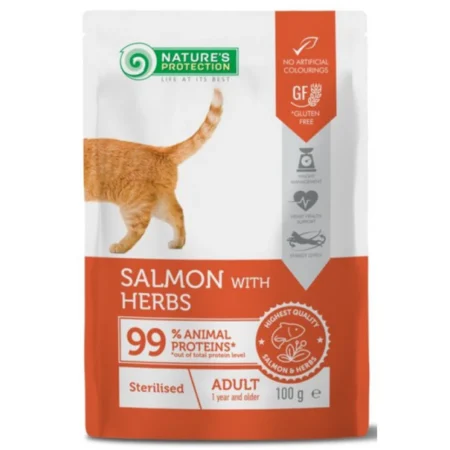Nature’s Protection Sterilized Cat Σολομός με Βότανα 100gr