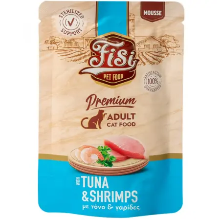 Fisi Pure Meat Cat Adult Mousse Τόνος & Γαρίδες 80gr