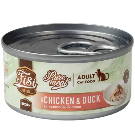 Fisi Pure Meat Cat Adult Κοτόπουλο & Πάπια σε Ζωμό 80gr