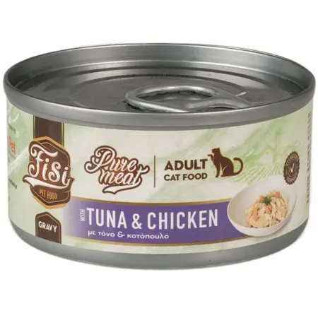 Fisi Pure Meat Cat Adult Τόνος & Κοτόπουλο σε σάλτσα 80gr