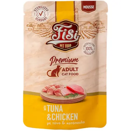 Fisi Pure Meat Cat Adult Mousse Τόνος & Κοτόπουλο 80gr