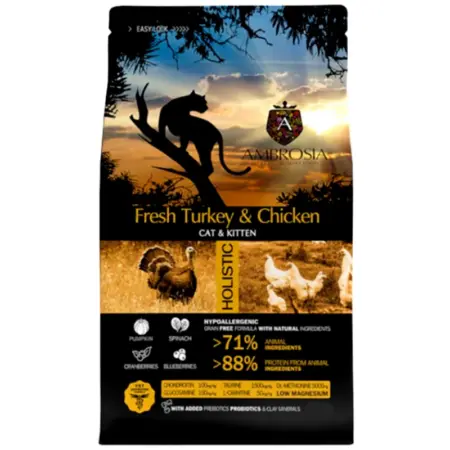 Ambrosia Grain Free Cat and Kitten Fresh Turkey & Chicken 1,5kg.