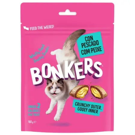 Λιχουδιά Γάτας Bonkers Cat Treats Dry Seafood & Eat It 180gr