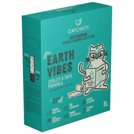 Αμμος Γάτας Catoikos Earth Vibes Tofu & Zeolite Χωρίς Άρωμα 6lt