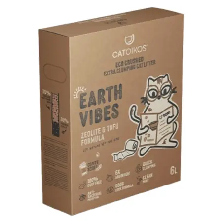 Αμμος Γάτας Catoikos Earth Vibes Tofu & Zeolite Coffee Scent 6lt