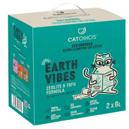 Αμμος Γάτας Catoikos Earth Vibes Tofu & Zeolite Χωρίς Άρωμα 12lt