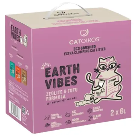 Αμμος Γάτας Catoikos Earth Vibes Tofu & Zeolite Milk Scent 12lt